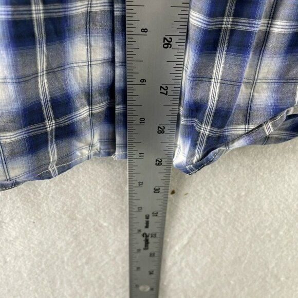 Banana Republic Button-Up Shirt Men Sz M Blue Plaid Collared Long Sleeve Stretch - Picture 4 of 12